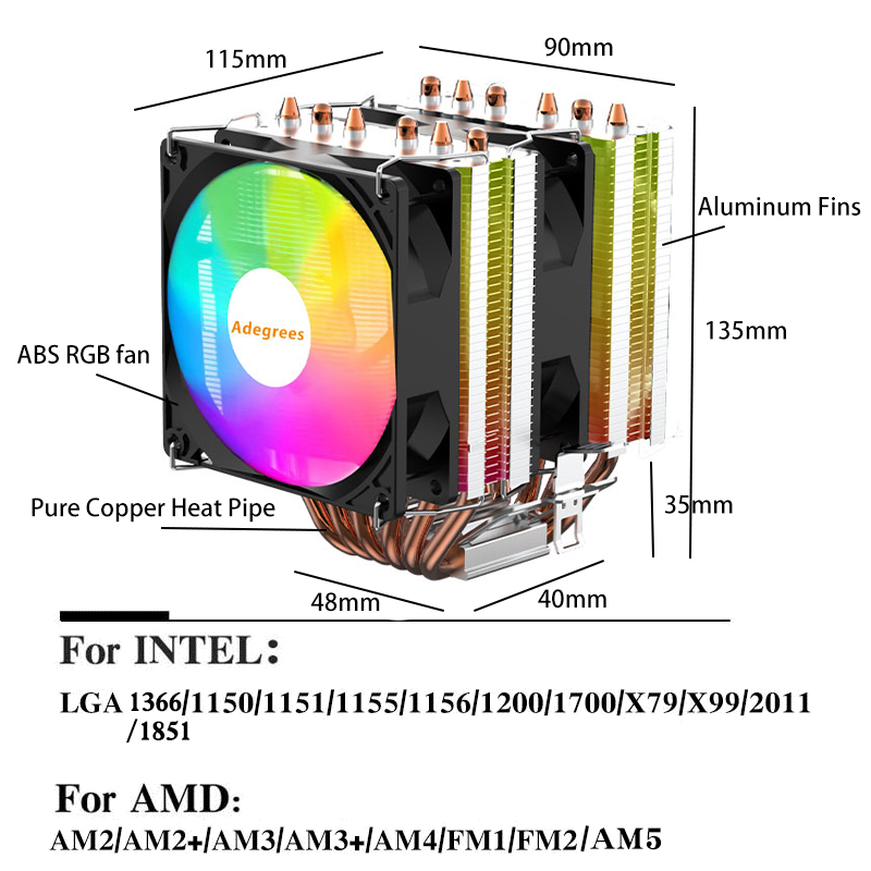공랭식 CPU 쿨러 90mm RGB 쿨링 팬 트윈 타워 - Air Cooler Cpu 리뷰 및 가격